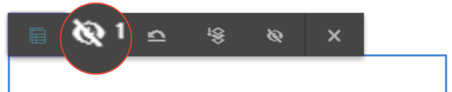 Hervorgehobenes durchgestrichenes Augensymbol zur Verdeutlichung der ausgeblendeten Symbole