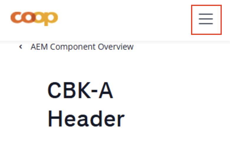 Mobile Ansicht des Headers mit rot eingerahmten dreistrichigem Burger Menu Icon in der rechten oberen Ecke