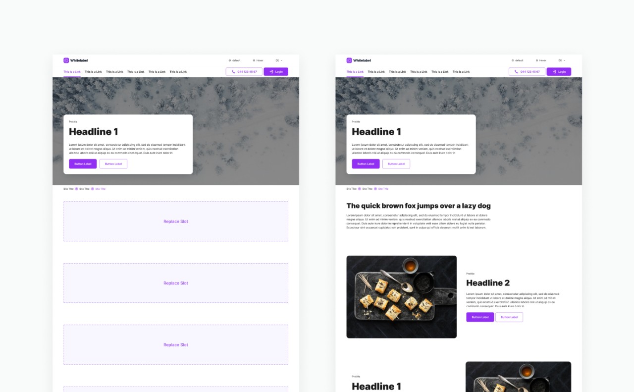Layouts im Rohbau Template Beispielscreenshots