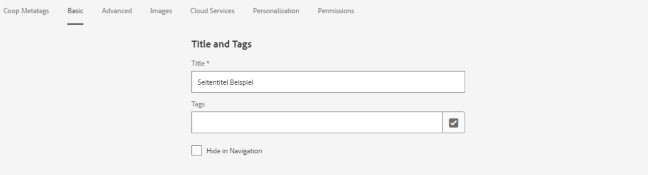 Breadcrumb-Komponente Titelanpassung über die Seiteneigenschaften