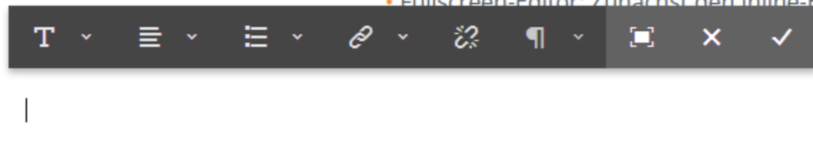 CBK 005 Text Komponente Ansicht Inline-Editor mit allen Formatierungswerkzeugen ohne Beispieltext