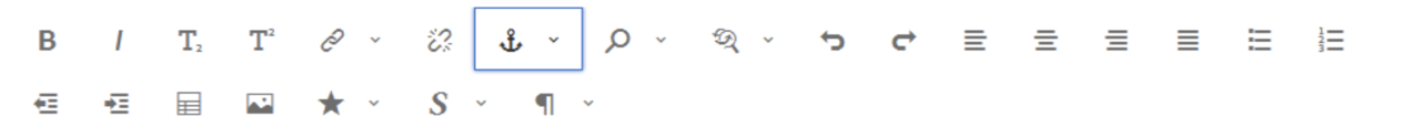 Formatierungsoptionen der Text-Komponente mit umrandetem Anchor-Symbol