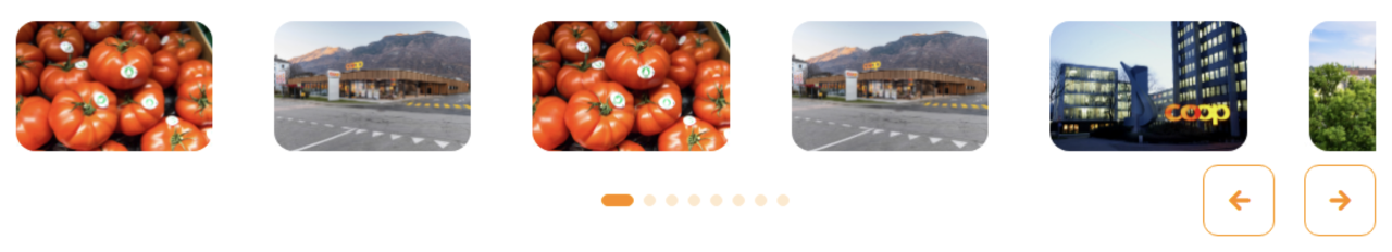 Carousel-Komponente mit eingestelltem Style Slide 2 und befüllten Slides mit Stimmungsbildern