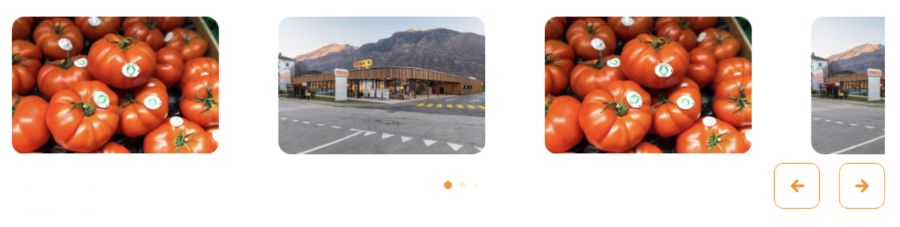 Carousel-Komponente mit eingestelltem Style Slide 1 und befüllten Slides mit Stimmungsbildern