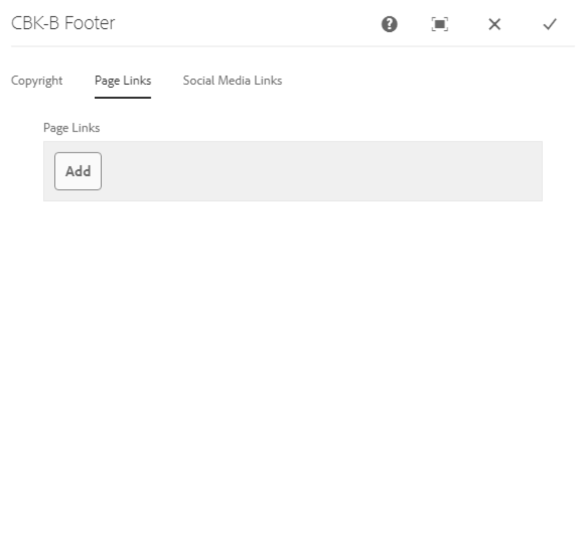 Footer-Komponente mit Page Links-Feld 